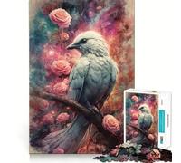 Puzzle de 1000 pièces Oiseau Blanc et Roses Activité ludique et stimulante pour renforcer Les Liens familiaux Emboîtement Parfait sans espaces (38x52cm)