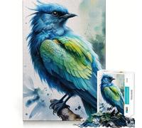 Puzzle de 1000 pièces Oiseau Bleu Aquarelle Activité ludique et stimulante pour renforcer Les Liens familiaux Emboîtement Parfait sans espaces (38x26cm)