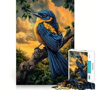 Puzzle de 1000 pièces Oiseau Bleu et Jaune sur Une Branche Jeu d'assemblage précis et Amusant,Stimulant la réflexion,idéal pour Les Moments de Calme,décoration de Noël (50x75cm)