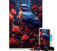 Puzzle de 1000 pièces Oiseau Bleu Rose Rouge Articulations précises,Jeu de Construction et de Concentration,Jeu Silencieux,Jeu Amusant pour Un Anniversaire (38x52cm)