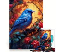 Puzzle de 1000 pièces Oiseau Bleu Rose Rouge Pièces emboîtables,Jeu de Concentration Amusant,Moment de détente et de Plaisir,Décoration de Noël (38x52cm)