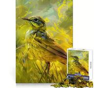 Puzzle de 1000 pièces Oiseau Jaune dans l'herbe pour Adolescents, thème Se Souvenir, se détendre, s'amuser », Bords précis, Surprise d'anniversaire (50x75cm)