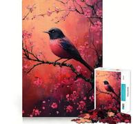 Puzzle de 1000 pièces Oiseau Rose sur Une Branche de Cerisier en Fleurs pour Adolescents Améliore la mémoire, détente mentale, Sharp Edge, Cadeau créatif (50x75cm)