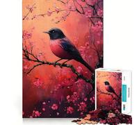 Puzzle de 1000 pièces Oiseau Rose sur Une Branche de Cerisier en Fleurs pour Adultes Puzzle Relaxant et apaisant Image à Assembler Cadeau de Noël (38x52cm)