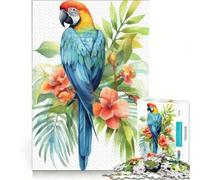Puzzle de 1000 pièces Oiseaux colorés à l'aquarelle, Jeu Familial, Assemblage de Motifs, avec des pièces de Formes aléatoires Parfaitement emboîtables 38x26cm