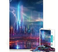 Puzzle de 1000 pièces Orage d'éclairs néon pour Adultes, Puzzle de Rappel amélioré, Silencieux, Clair et de qualité supérieure (38x26cm)