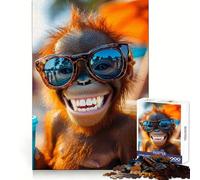 Puzzle de 1000 pièces Orang-outan Souriant avec Lunettes de Soleil pour Adolescents, Jeu d'exercice Mental, détente, à Assembler, liste de souhaits du Père Noël 50x75cm
