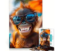Puzzle de 1000 pièces Orang-outan Souriant avec Lunettes de Soleil pour Adolescents, Jeu d'exercice Mental, détente, à Assembler, liste de souhaits du Père Noël 50x75cm