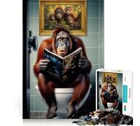 Puzzle de 1000 pièces Orang-outan sur Les Toilettes pour Adolescents, Jouet cognitif, Passe-Temps Calme, Finition Premium, liste de souhaits du Père Noël (38x52cm)