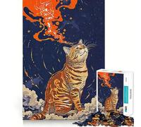 Puzzle de 1000 pièces Orange Cat Japan pour Adultes Développe la mémoire Loisirs Doux Découpe Ferme pour Les fêtes (38x52cm)