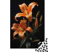 Puzzle De 1000 Pièces Orange Tiger Lily Flowers Puzzle pour Adolescents Course De Vitesse Manuelle Liste De Souhaits avec Le Père Noël Jouets Jeux Éducatifs 38x26cm/1000pcs