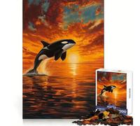 Puzzle de 1000 pièces Orca Sunset Ocean Scenic pour Adolescents, Stimulant la logique, Anti-Tension, Bords de qualité, Cadeau de Noël (38x26cm)