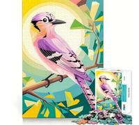 Puzzle de 1000 pièces Orchidée Blush︰ Le Geai Eurasien dans Un décor géométrique,découpe précise,Jeu Stimulant l'esprit,Facile à Jouer,Cadeau d'anniversaire idéal (50x75cm)