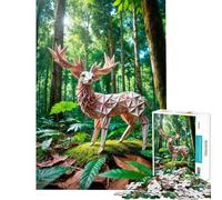 Puzzle de 1000 pièces Origami Cerf dans la forêt Jeu Difficile et Stimulant Décoration d'intérieur Jeu Manuel pour Les 14 Ans et Plus 50x75cm