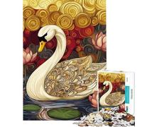 Puzzle de 1000 pièces Original Cygne et Lotus pour Adolescents Jeu Familial pour Adultes Course de Vitesse Manuelle Cadeau de Noël ou d'anniversaire (Taille 50x75cm)