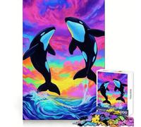 Puzzle de 1000 pièces Orques bondissantes dans Un océan coloré pour Adolescents Un Cadeau Artistique, ludique et Anti-Stress aux découpes nettes (50x75cm)
