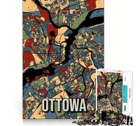 Puzzle de 1000 pièces Ottawa Canada Carte de la Ville aux Tons naturels Jeu d'assemblage précis Activité cérébrale Jeu Amusant pour Passer Le Temps Libre Cadeau d'anniversaire Artistique (38x26cm)