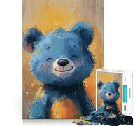 Puzzle de 1000 pièces Ours Bleu Joyeux Bords Lisses Jeu créatif Jouet Moment de détente Cadeau d'anniversaire Amusant (50x75cm)