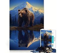 Puzzle de 1000 pièces Ours Brun Grizzly Nature Premium Découpe Jeu de réflexion créatif Paix et Divertissement Décoration Murale de Noël (38x26cm)