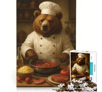 Puzzle de 1000 pièces Ours Chef Cuisinant de la Sauce Tomate, Jouet éducatif, Ludique et Anti-Stress, Renforce l'amour au Sein du Couple 38x52cm
