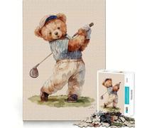 Puzzle de 1000 pièces Ours en Peluche Golfeur pour Adolescents stimule la mémoire, se détend, Finitions précises, 38x26cm