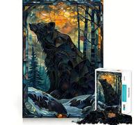 Puzzle de 1000 pièces Ours en vitrail Mystique pour Adolescents Stimule la mémoire Design apaisant et Amusant Cadeau élégant (50x75cm)