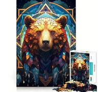 Puzzle de 1000 pièces Ours en vitrail pour Adultes et Adolescents, Jeu de réflexion, Loisirs, Bords précis, décoration Murale 50x75cm