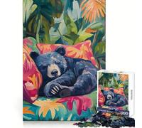Puzzle de 1000 pièces Ours endormi dans Un Paradis Tropical pour Adolescents, idéal pour se ressourcer et se détendre Illustration découpée avec précision 50x75cm
