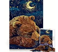 Puzzle de 1000 pièces Ours endormi sous Un Ciel étoilé pour Adolescents, Jeu cognitif, Plaisir Lent, Bords de qualité supérieure, Cadeau du Père Noël 50x75cm