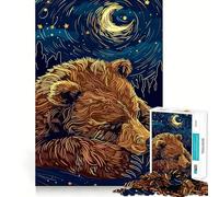 Puzzle de 1000 pièces Ours endormi sous Un Ciel étoilé pour Adolescents, Jeu cognitif, Plaisir Lent, Bords de qualité supérieure, Cadeau du Père Noël 50x75cm