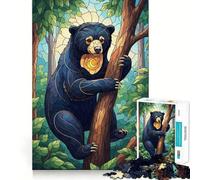 Puzzle de 1000 pièces Ours malais en vitrail, idéal pour Les Adolescents Jeu Intelligent, découpe précise, Cadeau de Saison 50x75cm