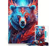 Puzzle de 1000 pièces Ours Néon Mystique pour Adolescents Améliore la mémoire Loisirs Silencieux Bordure précise Cadeau d'anniversaire (38x26cm)