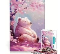 Puzzle de 1000 pièces Ours paisible dans Les cerisiers en Fleurs pour Adolescents, Think Toy, Objet de Collection aux Lignes épurées et Amusantes (50x75cm)