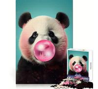 Puzzle de 1000 pièces Ours Panda Bubblegum pour Adultes,Stimulation cérébrale,Loisir paisible,découpe de qualité supérieure,Cadeau d'anniversaire (50x75cm)