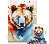 Puzzle de 1000 pièces Ours Peint à l'aquarelle pour Adolescents Sharp Recall Serene Escape Uniform Cut Perfect Xmas (38x26cm)