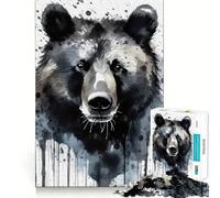 Puzzle de 1000 pièces Ours Peint à l'aquarelle pour Adultes,Jeu de réflexion,découpe Laser pour Un Assemblage Parfait,activité enrichissante pour Les Jours de Pluie (38x52cm)