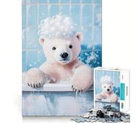 Puzzle de 1000 pièces Ours Polaire à l'heure du Bain pour Adultes renforce la mémoire, Loisirs, Divertissement, qualité, Cadeau élégant (38x52cm)