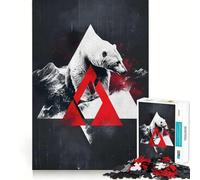 Puzzle de 1000 pièces Ours Polaire Abstrait Rouge pour Adultes Stimule la mémoire Divertissement Occasionnel Bords Nets Cadeau Classique (50x75cm)