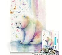 Puzzle de 1000 pièces Ours Polaire Adorable pour Adolescents Jeu Intelligent et Détente Assemblage du Motif Liste de Souhaits du Père Noël 38x52cm