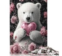 Puzzle de 1000 pièces Ours polaire blanc Puzzle adulte Puzzle de table en bois Jeu difficile 1000 pièces (75x50 cm)