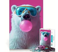 Puzzle de 1000 pièces Ours Polaire Bubblegum pour Adultes, Puzzle Relaxant et Doux, Image à Assembler, Cadeau du Père Noël (38x26cm)