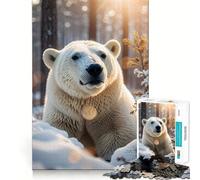 Puzzle de 1000 pièces Ours Polaire dans la Neige pour Adolescents Jeu de logique Solide Amusant et paisible Découpe de précision Cadeau Exceptionnel (38x26cm)