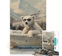 Puzzle de 1000 pièces Ours Polaire dans Une Baignoire pour Adolescents, Jeu de logique mentale, évasion apaisante, Objet de Collection aux Bords Fins (38x26cm)