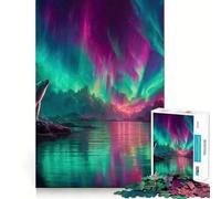 Puzzle de 1000 pièces Ours Polaire et aurores boréales pour Adolescents, Jeu intellectuel, Moments en Famille, découpe de qualité, Cadeau Unique (50x75cm)
