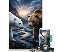 Puzzle de 1000 pièces Ours Polaire et Grizzly pour Adolescents améliore la mémoire, détend l'esprit, Cadeau créatif aux Bords Nets (50x75cm)
