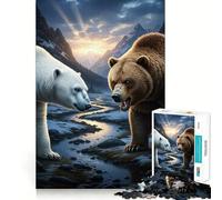 Puzzle de 1000 pièces Ours Polaire et Grizzly pour Adolescents Jeu de réflexion et de Calme Qualité supérieure Cadeau de Noël (38x26cm)