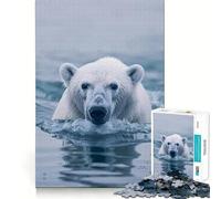 Puzzle de 1000 pièces Ours Polaire nageant, pour Adolescents, Jeu de logique Solide, Divertissement paisible, découpe de précision, Cadeau Exceptionnel (38x52cm)