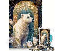 Puzzle de 1000 pièces Ours Polaire pour Adolescents Jeu de Logique et de Sensation Paisible et Amusant Bords Lisse Cadeau Créatif 38x52cm