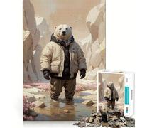 Puzzle de 1000 pièces Ours Polaire surréaliste, Nature, pour Adolescents, Jouet cognitif, Loisir Doux, Motif à Assembler, œuvre d'art 38x26cm