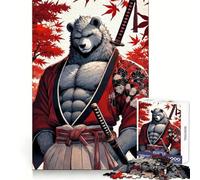 Puzzle de 1000 pièces Ours Samouraï Paysage d'automne pour Adolescents améliore la mémoire, Offre Une évasion paisible, découpe de précision, Cadeau attentionné (38x26cm)